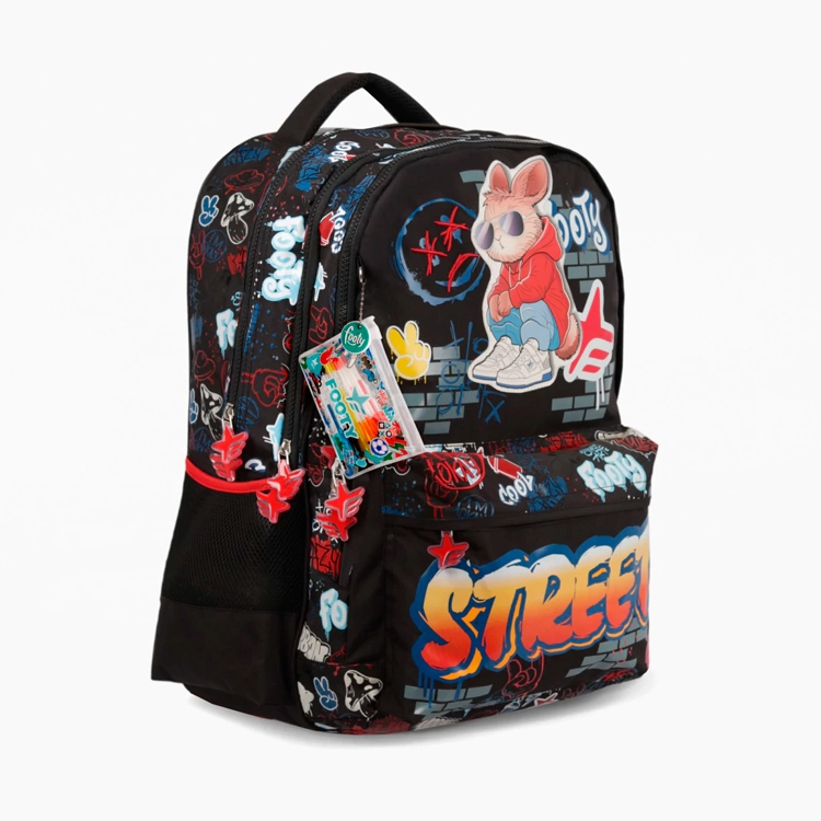 Mochila Escolar Footy 2026 Street Style Negra 18" Art.F26443